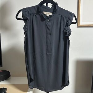 LOFT Women's Elegant Gray Ruffle Blouse